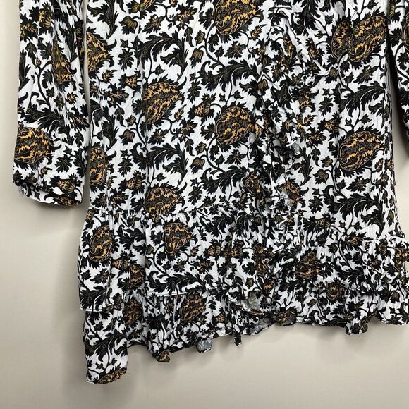 SANDRO Dami Dress Women 38 Medium Floral Ruffle Mini Wrap Viscose - Picture 5 of 11